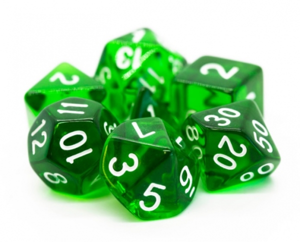Old School RPG Dice Set: Translucent Green (7)