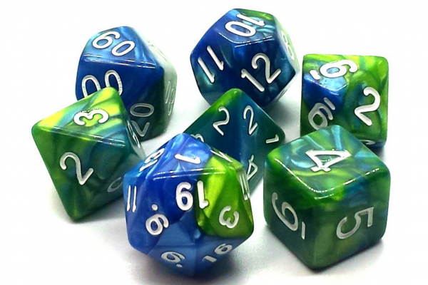 Old School RPG Dice Set: Vorpal - Light Blue & Green (7)