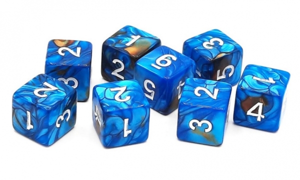 Old School D6 Dice Set: Vorpal - Teal & Brown (8)