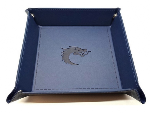Old School Dice: RPG Dice Rolling Tray - Square Blue with Blue Black