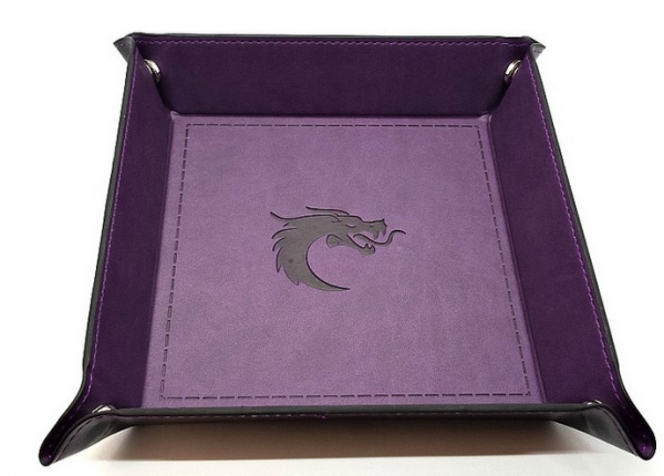 Old School Dice: RPG Dice Rolling Tray - Square Purple with Black Black