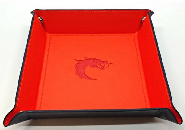 Old School Dice: RPG Dice Rolling Tray - Square Orange with Blue Black