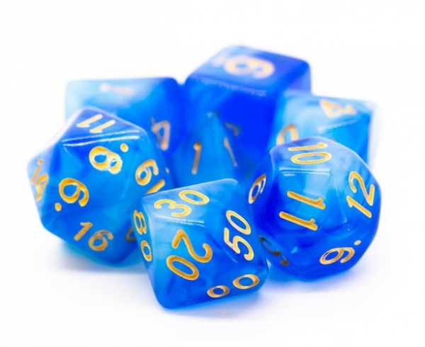 Old School RPG Dice Set: Nebula - Blue (7)