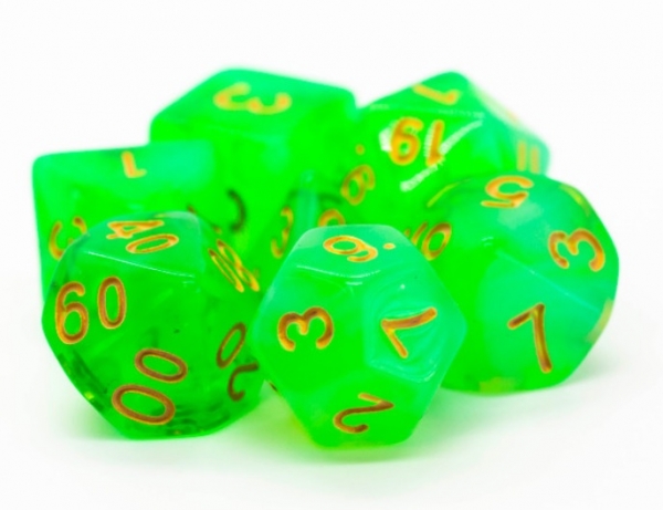 Old School RPG Dice Set: Nebula - Lightning Green (7)