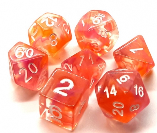 Old School RPG Dice Set: Nebula - Orange & Pink (7)