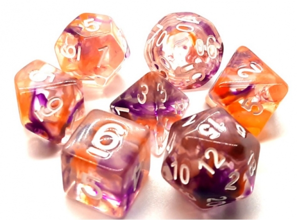 Old School RPG Dice Set: Nebula - Purple & Orange (7)