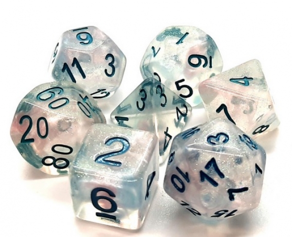 Old School RPG Dice Set: Luminous - Blue Winter (7)
