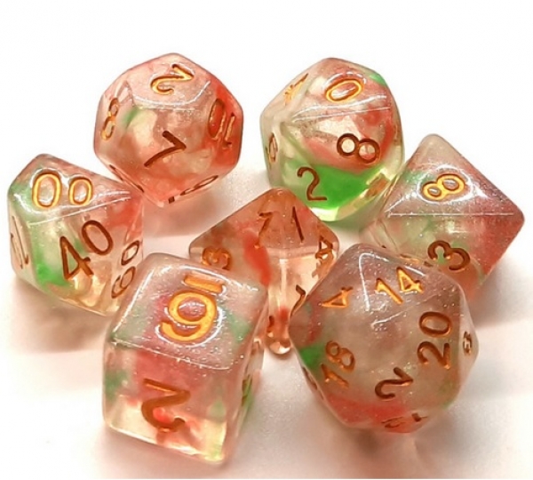 Old School RPG Dice Set: Luminous - Rose Garden (7)