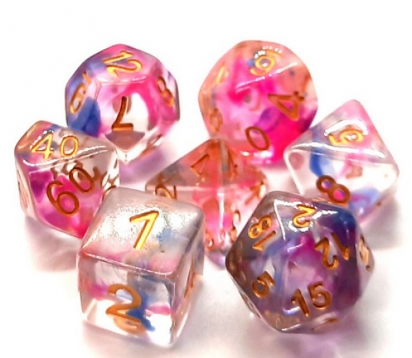 Old School RPG Dice Set: Nebula - Rose Red & Blue (7)