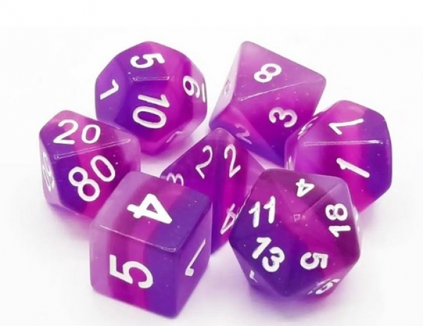 Old School RPG Dice Set: Gradients - Translucent Purple Aurora (7)