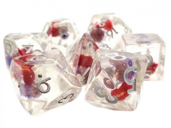 Old School RPG Dice Set: Infused - Red & Purple Flower (7)