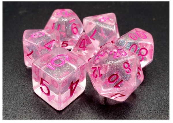 Old School RPG Dice Set: Luminous - Pink Planet (7)