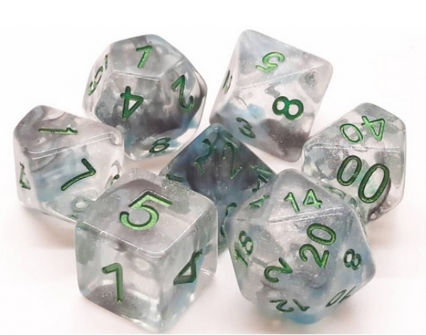Old School RPG Dice Set: Luminous - Blue Moon (7)