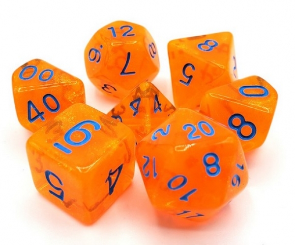 Old School RPG Dice Set: Galaxy - Orange Shimmer (7)