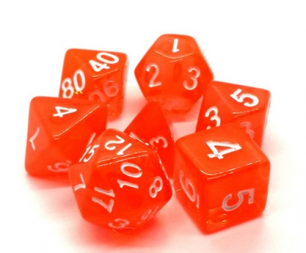 Old School RPG Dice Set: Translucent Orange (7)