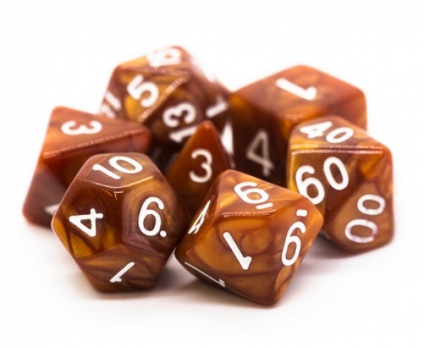 Old School RPG Dice Set: Pearl Drop - Brown (7)