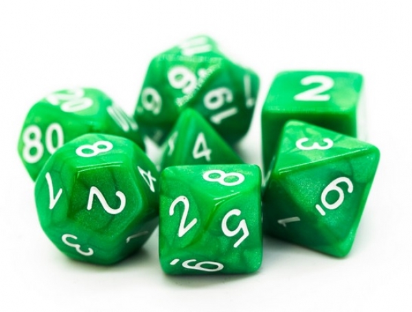 Old School RPG Dice Set: Pearl Drop - Jade Green (7)