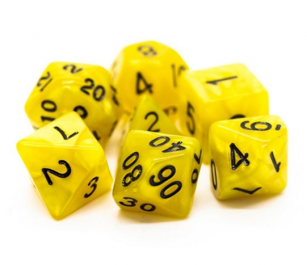 Old School RPG Dice Set: Pearl Drop - Yellow with Black (7)