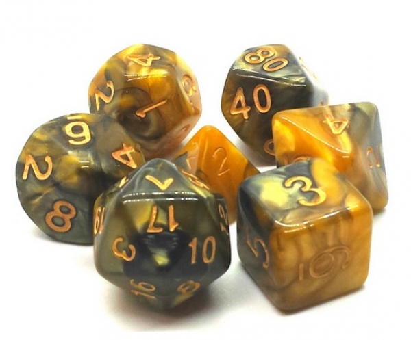 Old School RPG Dice Set: Vorpal - Black & Gold with Gold (7)