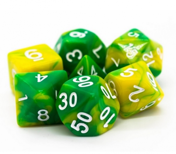 Old School RPG Dice Set: Vorpal - Green & Yellow (7)