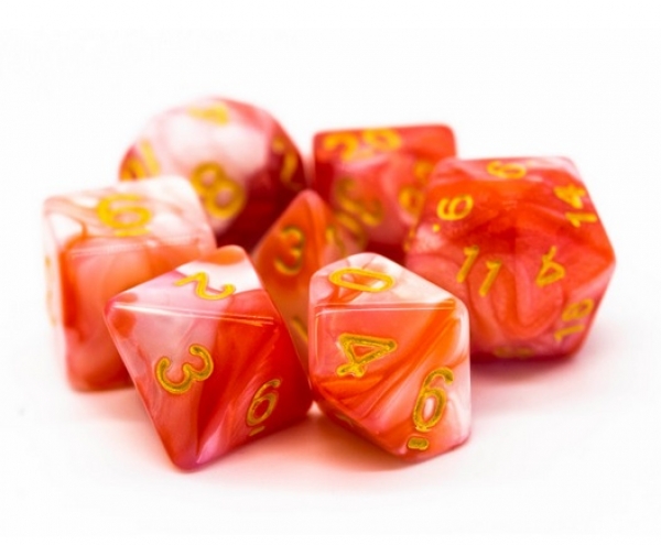 Old School RPG Dice Set: Vorpal - Red & Ivory with Gold (7)