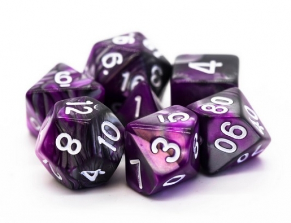 Old School RPG Dice Set: Vorpal - Silver & Purple (7)