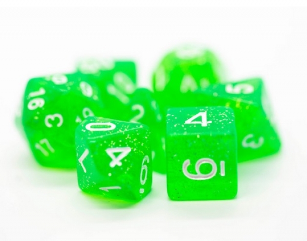 Old School RPG Dice Set: Sparkle - Translucent Light Green (7)