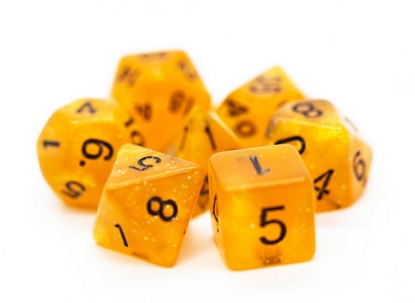 Old School RPG Dice Set: Sparkle - Translucent Orange with Black (7)