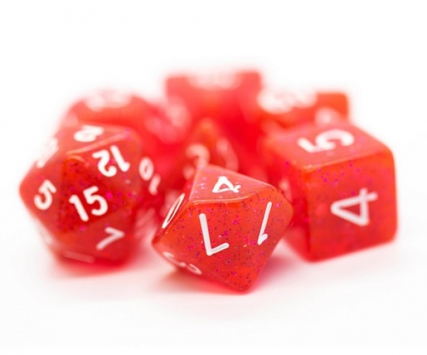 Old School RPG Dice Set: Sparkle - Translucent Red (7)