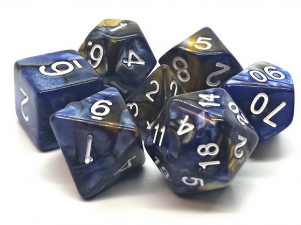 Old School RPG Dice Set: Vorpal - Blue & Gold (7)