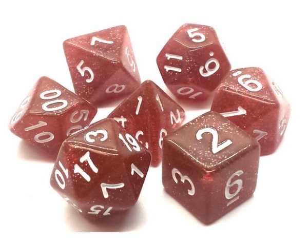 Old School RPG Dice Set: Sparkle - Translucent Coral (7)