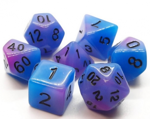 Old School RPG Dice Set: Glow Dice - Blue (7)