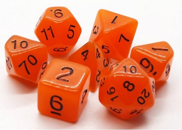 Old School RPG Dice Set: Glow Dice - Orange (7)