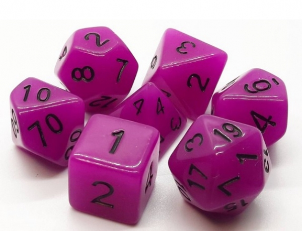 Old School RPG Dice Set: Glow Dice - Purple (7)