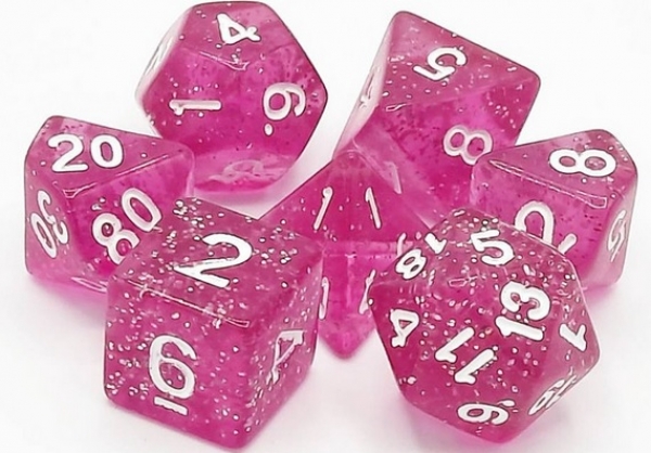 Old School RPG Dice Set: Sparkle - Translucent Pink (7)