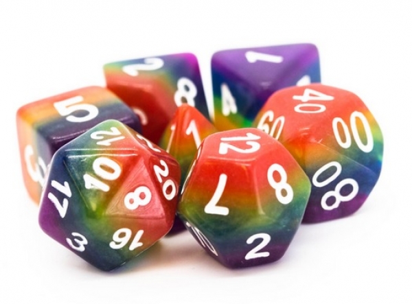 Old School RPG Dice Set: Gradients - Translucent Rainbow (7)