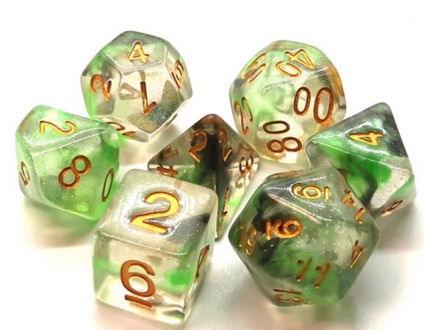 Old School RPG Dice Set: Luminous - Snake Venom (7)