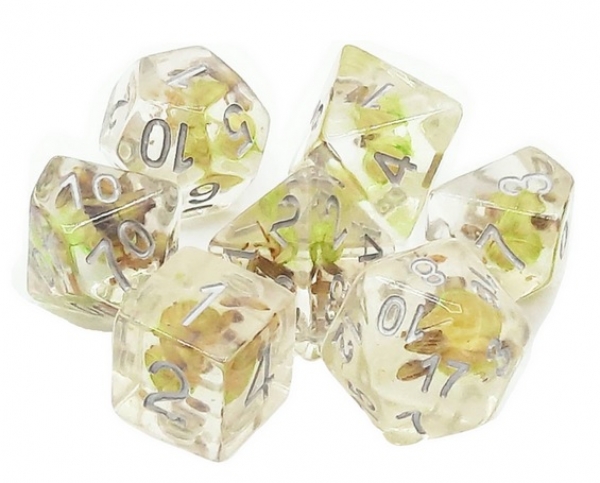 Old School RPG Dice Set: Infused - Green Flower (7)