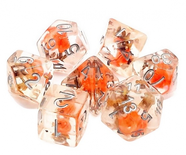 Old School RPG Dice Set: Infused - Orange Flower (7)