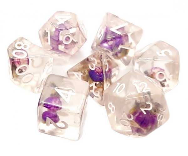 Old School RPG Dice Set: Infused - Purple Flower (7)