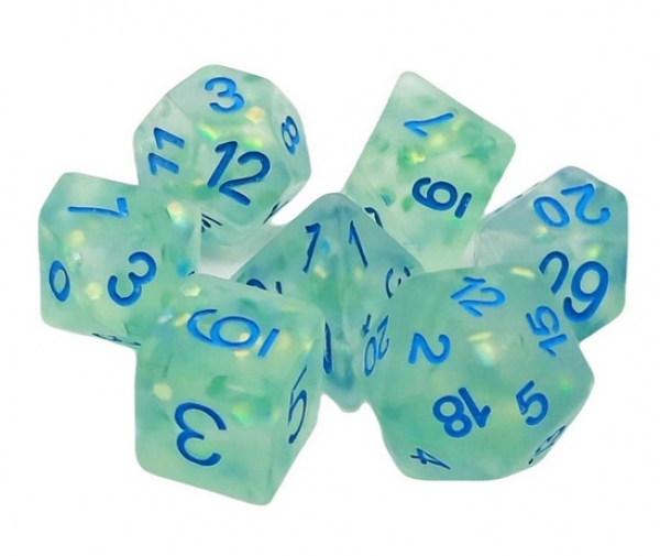 Old School RPG Dice Set: Infused - Frosted Firefly Cyan (7)