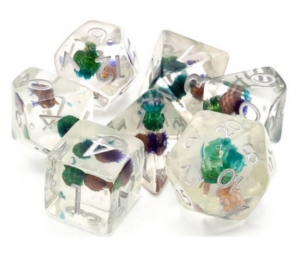 Old School RPG Dice Set: Infused - Flower Green & Purple (7)