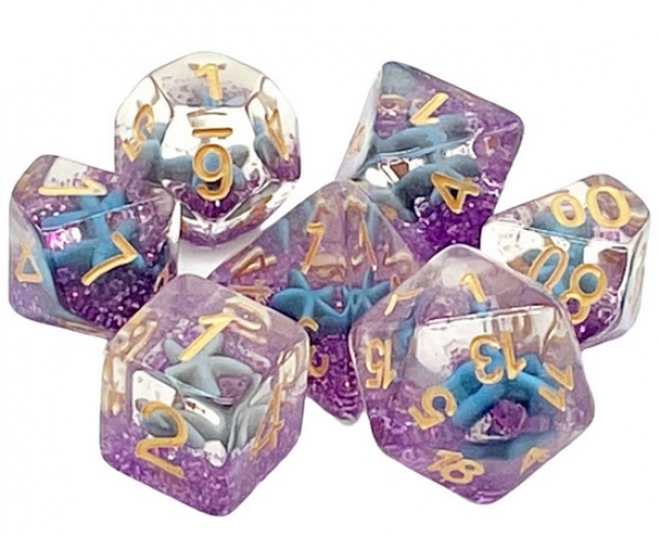 Old School RPG Dice Set: Animal Kingdom - Blue Starfish (7)
