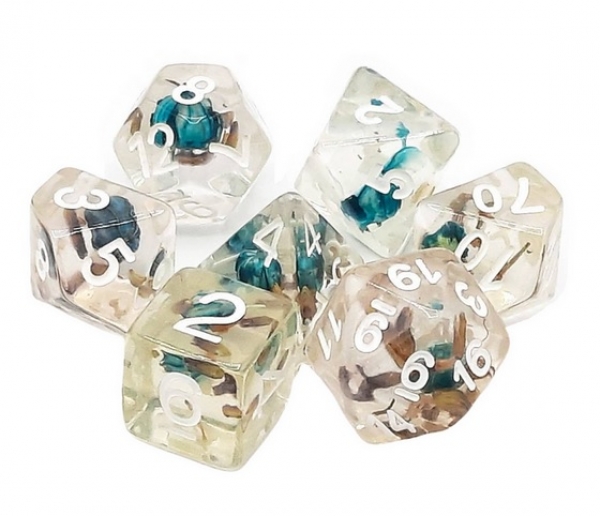 Old School RPG Dice Set: Infused - Blue Flower (7)