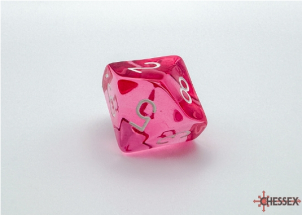 Translucent Polyhedral Pink/white d10
