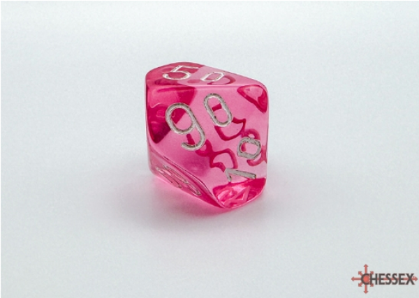 Translucent Polyhedral Pink/white Tens d10
