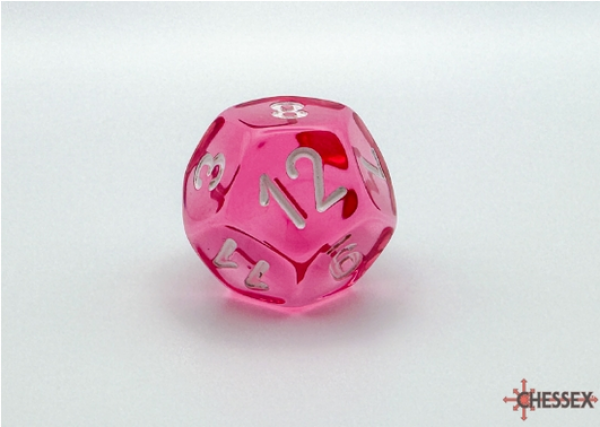 Translucent Polyhedral Pink/white d12