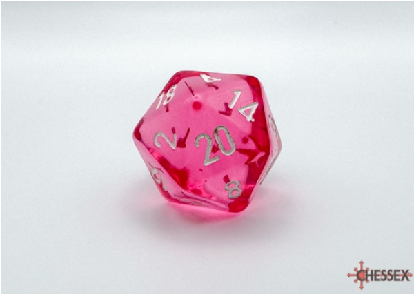 Translucent Polyhedral Pink/white d20