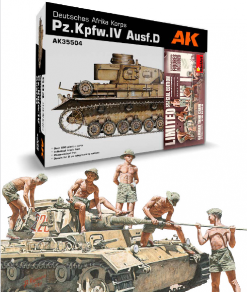AK-Interactive: Pz.Kpfw.IV Ausf.D Afrika Korps + 5 figure tank crew (Limited Edition) (1:35 scale)