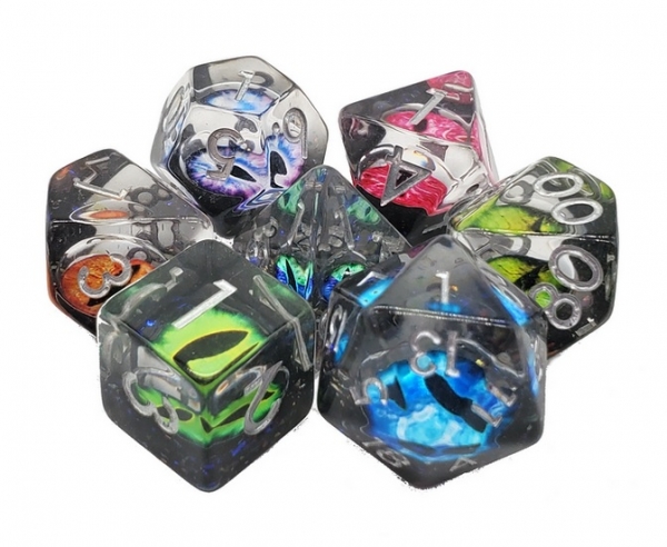 Old School RPG Dice Set: Infused - Dragon Eye - Spectral (7)